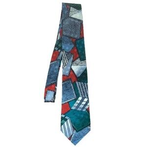Bugle Boy Vintage Y2K Abstract Geometric Multicolor Neck Tie Men's One Size